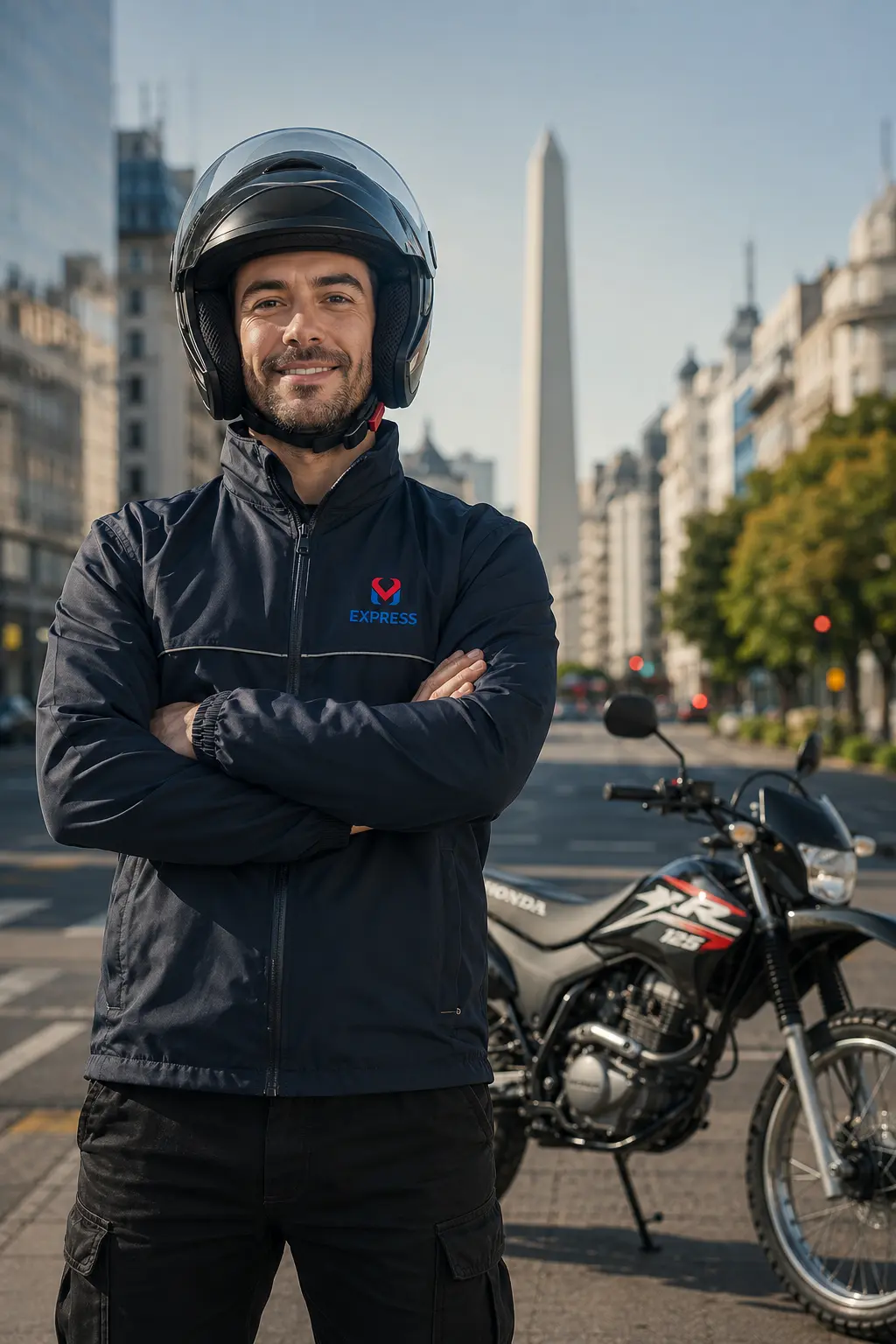 Repartidor de mensajería en moto M Express en Buenos Aires | Servicio de logística premium